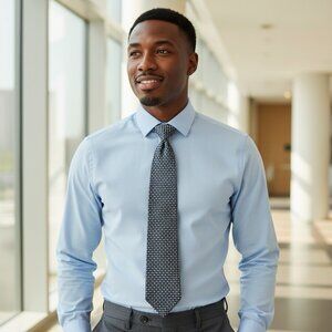 Bocara Mens 100% Silk Neck Tie Navy Blue Yellow Red Geometric Floral Pattern NWT